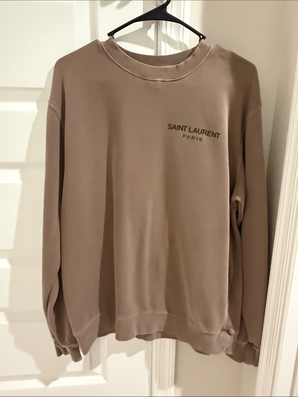 Saint Laurent Taupe inspired Crewneck Sweatshirt with Chest Logo
